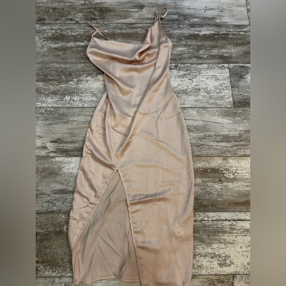 PrettyLittleThing Blush Satin Dress